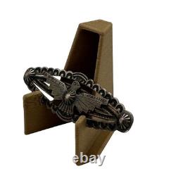 Navajo Sterling Silver Thunderbird Brooch Pin Stamped Design 4 11.67g Vintage