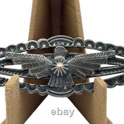 Navajo Sterling Silver Thunderbird Brooch Pin Stamped Design 4 11.67g Vintage