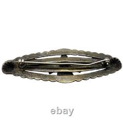 Navajo Sterling Silver Thunderbird Brooch Pin Stamped Design 4 11.67g Vintage