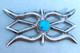 Navajo Sterling Silver & Turquoise Cast Brooch / Pin 2.5/8 Inch Wide
