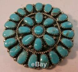 Navajo Sterling Silver & Turquoise Cluster Pin Pendant by Jullianna Williams JW