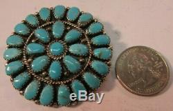Navajo Sterling Silver & Turquoise Cluster Pin Pendant by Jullianna Williams JW