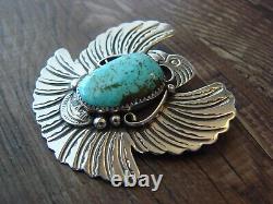 Navajo Sterling Silver Turquoise Eagle Pin by Albert Cleveland