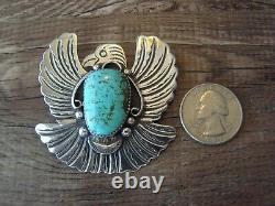 Navajo Sterling Silver Turquoise Eagle Pin by Albert Cleveland