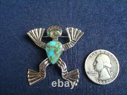 Navajo Sterling Silver Turquoise Frog Pin/ Brooch