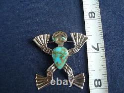 Navajo Sterling Silver Turquoise Frog Pin/ Brooch