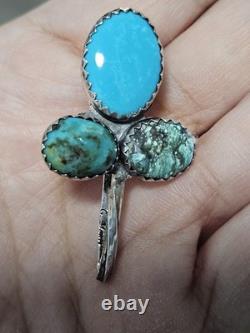 Navajo Sterling Silver Turquoise Hat Clip By G Morris 1.5 L 7g