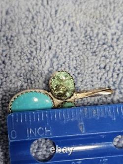 Navajo Sterling Silver Turquoise Hat Clip By G Morris 1.5 L 7g