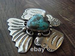 Navajo Sterling Silver Turquoise Thunderbird Pin by Albert Cleveland