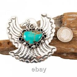 Navajo THUNDERBIRD Brooch Pin TURQUOISE Sterling Silver Pin Old Pawn Style