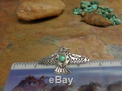Navajo Thunderbird Turquoise Sterling Brooch Pin Native Old Pawn Fred Harvey Era
