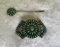 Navajo Tribe Larry M Benally Mojave Turquoise Sterling Silver Hair Pin Barette