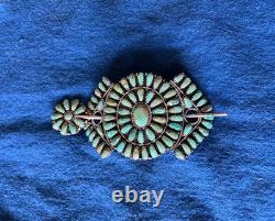 Navajo Tribe Larry M Benally Mojave Turquoise Sterling Silver Hair Pin Barette