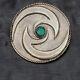 Navajo Turquoise 925 Sterling Silver Swirl Brooch Vintage 29.5g