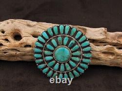 Navajo Turquoise Cluster Sterling Silver Pin/Pendant by Larry Moses Begay