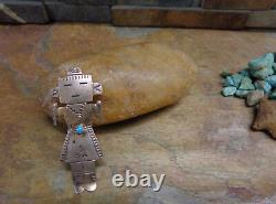 Navajo Turquoise Kachina Dancer Sterling Brooch Pin Native Old Pawn Fred Harvey