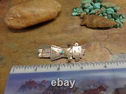 Navajo Turquoise Kachina Dancer Sterling Brooch Pin Native Old Pawn Fred Harvey