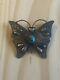 Navajo Turquoise & Sterling Silver Butterfly Pin Signed