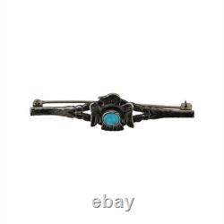 Navajo Turquoise Sterling Silver Thunderbird Brooch Native American Fred Harvey