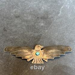 Navajo Vintage 3.5 Long Thunderbird Brooch Turquoise Vintage 7d