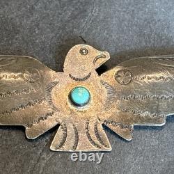 Navajo Vintage 3.5 Long Thunderbird Brooch Turquoise Vintage 7d