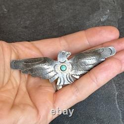 Navajo Vintage 3.5 Long Thunderbird Brooch Turquoise Vintage 7d