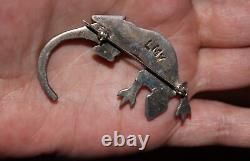 Navajo Vintage Larry Moses Yazzie Stone Inlay Sterling LIZARD Brooch Pin