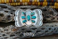 Navajo Vintage Silver Turquoise Cluster Brooch Pin