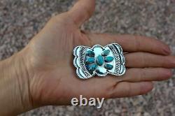 Navajo Vintage Silver Turquoise Cluster Brooch Pin