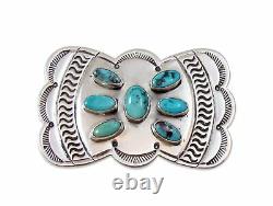 Navajo Vintage Silver Turquoise Cluster Brooch Pin