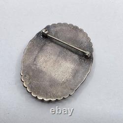 Navajo Vintage Sterling Silver Agate Brooch Pin