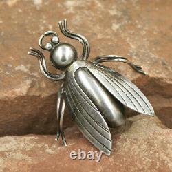 Navajo Vintage Sterling Silver Beetle Pin Native American