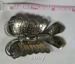 Navajo Vintage Sterling Silver Decoratively Stamped Butterfly Brooch