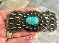 Navajo Vintage Turquoise Large Butterfly Pin Brooch Handmade Sterling Silver