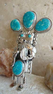 Navajo Will Denetdale Vintage Kachina Pendant Pin Sterling Silver Turquoise