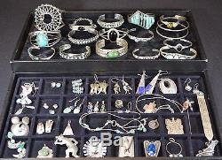 Navajo Zuni Hopi Southwest Sterling Bracelet Necklace Earrings Pin Turquoise Lot