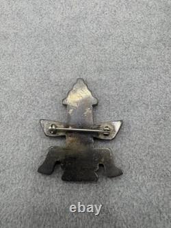 Navajo Zuni-Style Inlaid Knifewing Kachina Figural Silver Pin