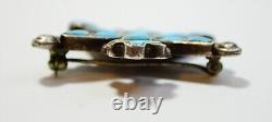 Navajo Zuni Turquoise Silver Brooch Pin Knife Wing Kachina Vtg Unsigned