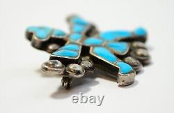 Navajo Zuni Turquoise Silver Brooch Pin Knife Wing Kachina Vtg Unsigned