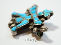 Navajo Zuni Turquoise Silver Brooch Pin Knife Wing Kachina Vtg Unsigned