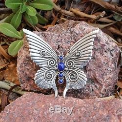 Navajo-lapis & Sterling Silver Butterfly Pin/pendant-lee Charley-native American