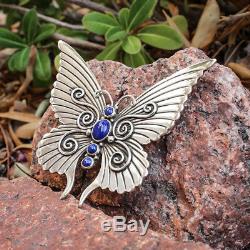 Navajo-lapis & Sterling Silver Butterfly Pin/pendant-lee Charley-native American