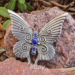Navajo-lapis & Sterling Silver Butterfly Pin/pendant-lee Charley-native American
