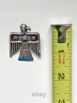 Navajo stamped Thunderbird Pin, Sterling