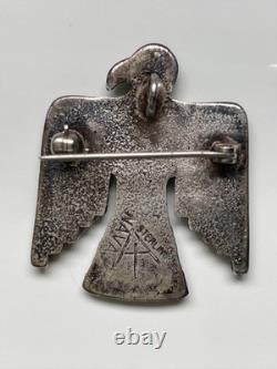 Navajo stamped Thunderbird Pin, Sterling