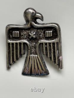 Navajo stamped Thunderbird Pin, Sterling