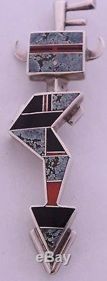 Navajo sterling & Turquoise, Coral, Onyx inlay large pendant & pin Ray Tracey