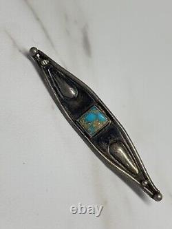Navajo sterling silver turquoise zuni signed pin