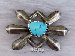 Navajo tufa cast Brooch with Turquoise