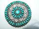 Navajo Vintage Dead Pawn Sterling Silver Natural Turquoise Cluster Pinpendant. 3